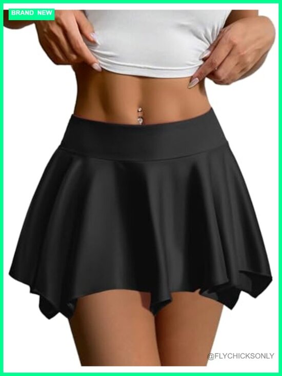 Dresses & Skirts - Flowy Pleated Mini Skirt with Elastic Waistband Very Short